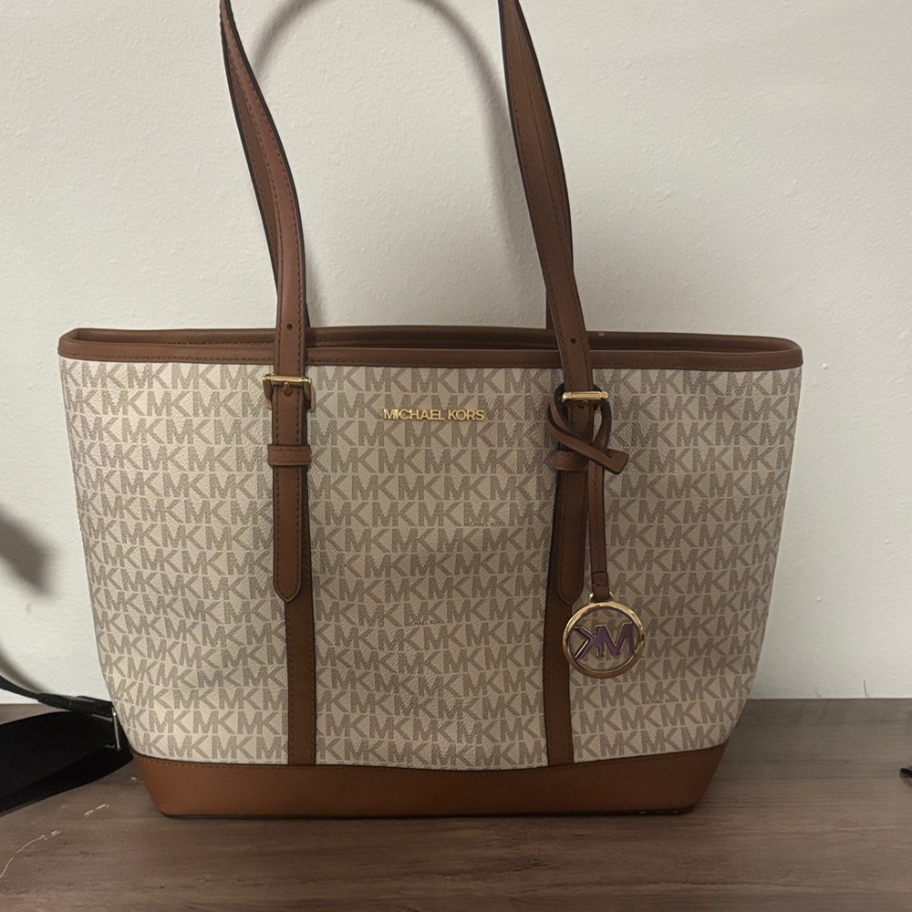 Michael Kors Tan and Brown Signature Tote